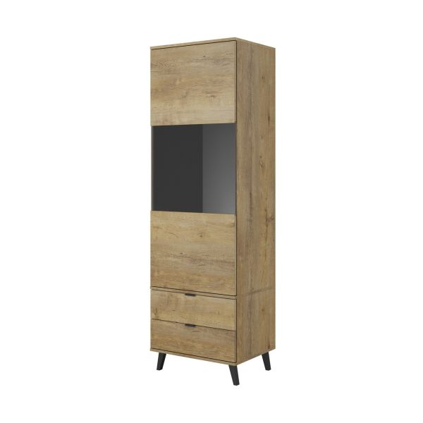 NEST W-2 witryna dąb lefkas/ czarny (2p=1szt)