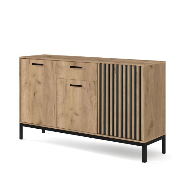 LAMINO KM-1 komoda dąb craft/czarny, nogi: czarny (3p=1szt)