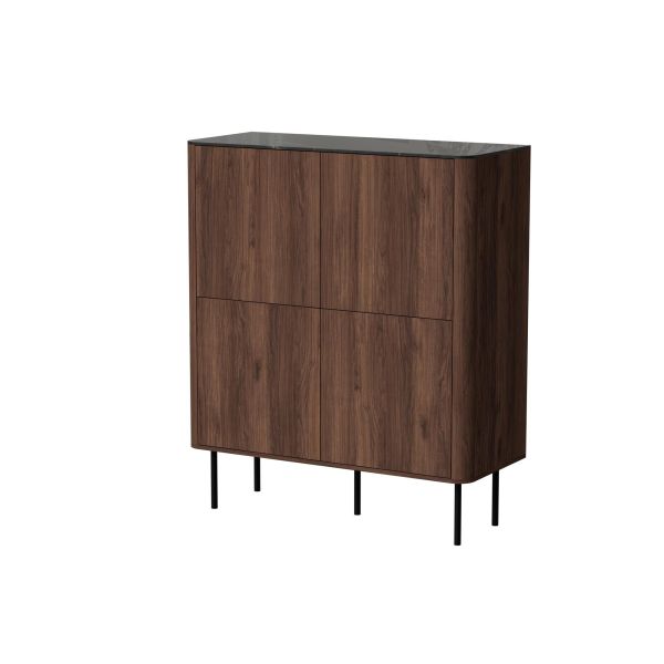 SOLANO KM-2 komoda orzech warmia / czarny marmur (2p=1szt)