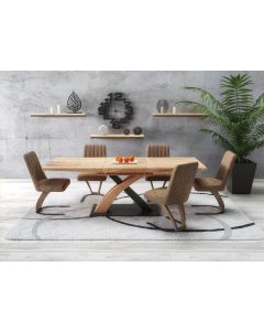 SANDOR 3 stół rozkładany, blat - dąb złoty, nogi - dąb złoty / czarny (3p=1szt)