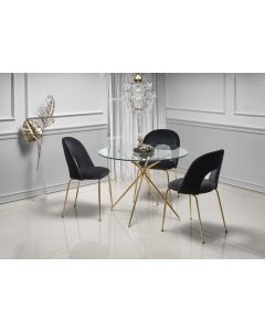 RONDO stół, blat - bezbarwny, nogi - złoty (2p=1szt)