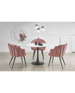 AMBROSIO stół okrągły, blat - szkło, noga - czarny (2p=1szt)