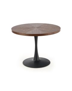 CARMELO stół okrągły, blat - orzech, noga - czarny (3p=1szt)