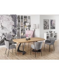 VELDON stół rozkładany, blat - dąb naturalny, nogi - czarny (2p=1szt)