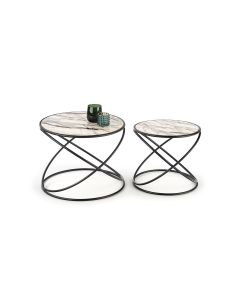 SUSANNA zestaw 2 ław, biały marmur/czarny (1p=1szt)