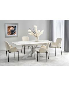 VIVALDI stół rozkładany blat - biały marmur, nogi - biały (2p=1szt)