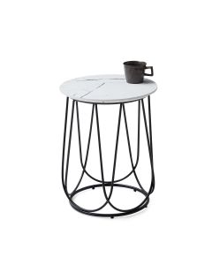 NUBIRA S ława stelaż - czarny, blat - biały marmur (1p=1szt)