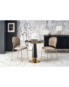 MOLINA stół okrągły, czarny marmur / czarny / złoty (2p=1szt)