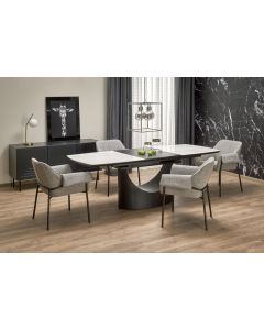 OSMAN stół rozkładany, biały marmur / czarny (2p=1szt)