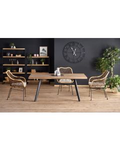 BERLIN stół rozkładany 160/220 cm, blat - orzechowy, stelaż - czarny (1p=1szt)