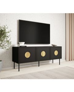 PALAZZO szafka RTV 150 (3D) czarny mat/ dąb craft