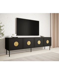 PALAZZO szafka RTV 200 (4D) czarny mat/ dąb craft