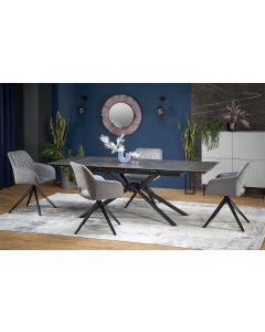 VITORINO stół rozkładany, blat - czarny marmur, nogi - czarny (2p=1szt)