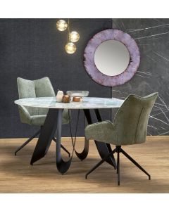 GIOVANI stół okrągły, blat - zielony marmur, nogi - czarny (2p=1szt)