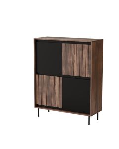 SWING KM-2 komoda orzechowy/czarny, nogi: czarny (2p=1szt)