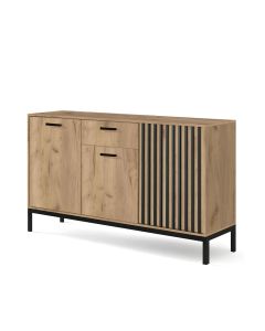 LAMINO KM-1 komoda dąb craft/czarny, nogi: czarny (3p=1szt)