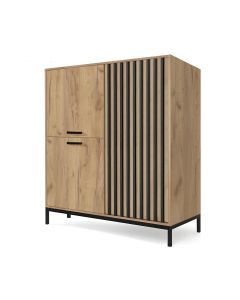 LAMINO KM-2 komoda dąb craft/czarny, nogi: czarny (2p=1szt)