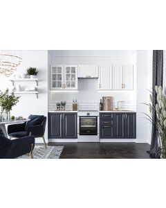 VIKTORIA 240 kuchnia zestaw korpus: biały, front: granatowy / biały (10p=1kpl)