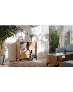 OVO regał 4D beton ciemny/ dąb pradawny