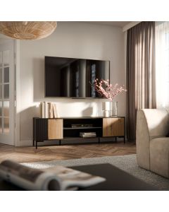 MERCI szafka RTV 180 EF czarny/artisan  (mozliwośc dokupienia kominka elektrycznego IF-32FSB )