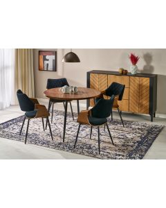 BARRY stół okrągły, blat - orzechowy, nogi - czarny (1p=1szt)