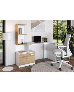 MISO biurko, biały / dąb artisan (2p=1szt)