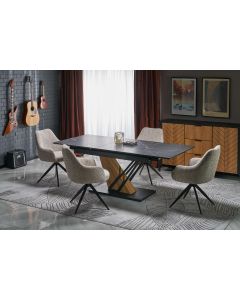 VOLANT 160 stół rozkładany, blat - czarny marmur, nogi - dąb złoty / czarny (3p=1szt)