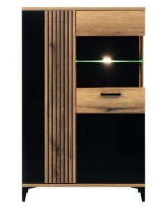 ARIS AS06 DĄB E/CZARNY POŁYSK WITRYNA KPL