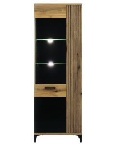 ARIS AS07 DĄB E/CZARNY POŁYSK WITRYNA L KPL