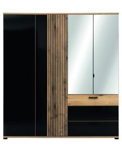 ARIS AS11 DĄB E/CZARNY POŁYSK SZAFA 4D KPL