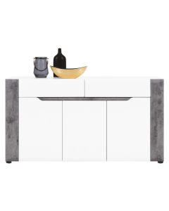 BRANDO B-3 biały,beton,biały połysk KOMODA kpl.