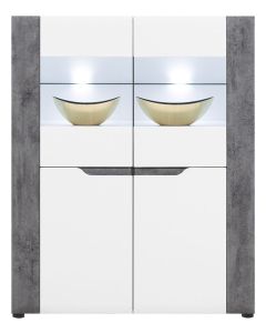 BRANDO B-4 biały,beton,biały połysk KREDENS kpl.