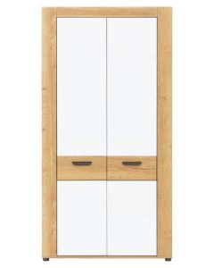 BESTO BT08 DĄB E/BIAŁ POŁYSK SZAFA 2D KPL