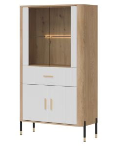 DANTE DT12 DĄB CREMONA T/BIAŁY MAT WITRYNA KPL