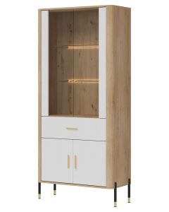 DANTE DT14 DĄB CREMONA T/BIAŁY MAT WITRYNA KPL