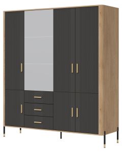 DANTE DT17 DĄB CREMONA T/ANTRACYT MAT SZAFA 3D KPL