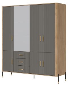 DANTE DT17 DĄB CREMONA T/SZARY MAT SZAFA 3D KPL