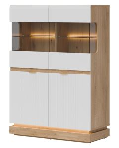 MILTON ML04 DĄB CREM TORRO BIAŁY WITRYNA NISKA KPL