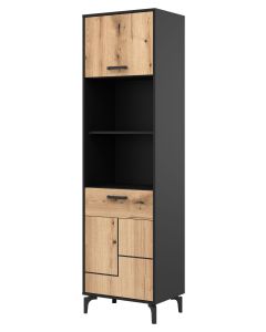 S-LINE SL07 DĄB E/CZARNY REGAŁ L/P KPL