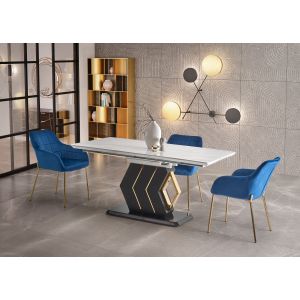 VINCENZO stół rozkładany blat: biały marmur, noga czarny/złoty (3p=1szt)