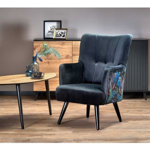 PAGONI fotel wypoczynkowy czarny (tkanina Bluvel #19) (1p=1szt)