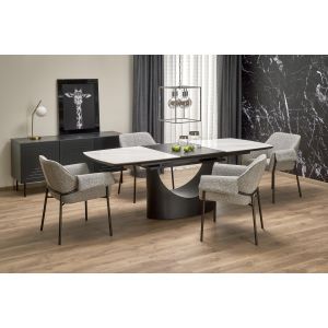 OSMAN stół rozkładany, biały marmur / czarny (2p=1szt)