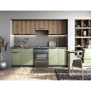 KSENIA 240 kuchnia zestaw korpus: antracyt, front: orzech / pistacja (10p=1kpl)