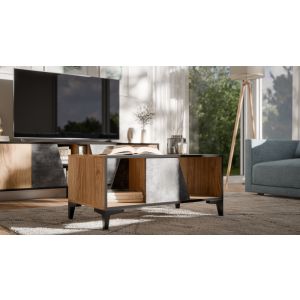 OVO stolik kawowy beton ciemny/dąb pradawny