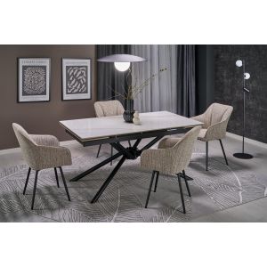 VITORINO stół rozkładany, blat - biały marmur, nogi - czarny (2p=1szt)