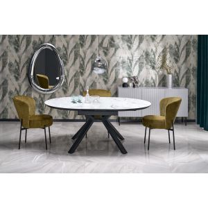 VERTIGO stół rozkładany, blat - biały marmur, nogi - czarny (2p=1szt)