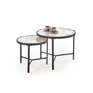 FATIMA zestaw 2 ław, biały marmur / czarny (1p=1szt)