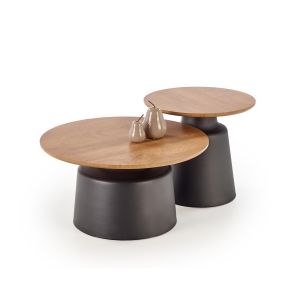 MALOMI zestaw 2 ław, naturalny/czarny (2p=1szt)