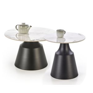 MAGNETA zestaw 2 ław, biały marmur / czarny (2p=1szt)