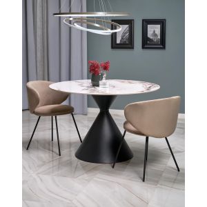 GARET stół okrągły, biały marmur / czarny (2p=1szt)